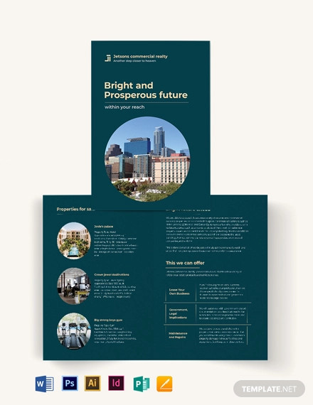commercial sale bi fold brochure template