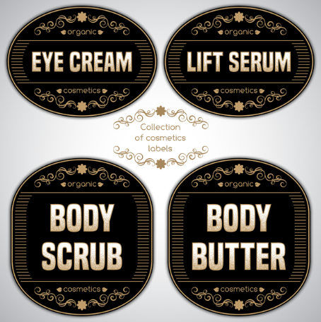 Cosmetics Black Labels Template Vector