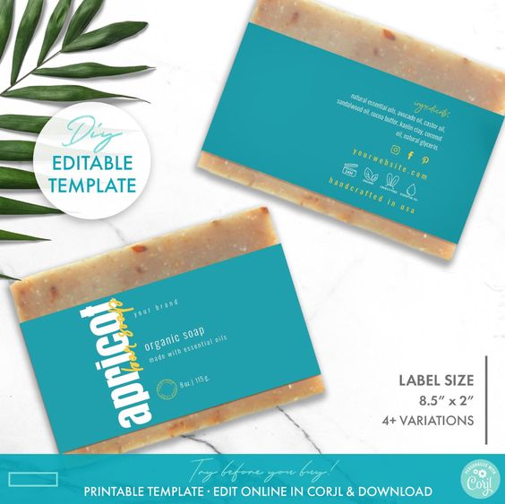 Editable Neon Bar Soap Label Template