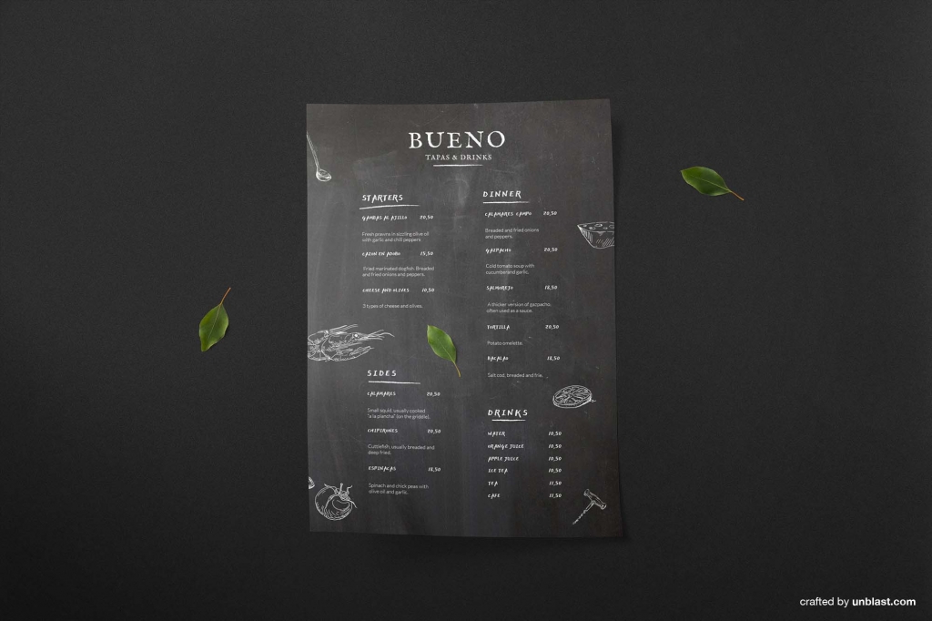 Free Tapas Menu Template