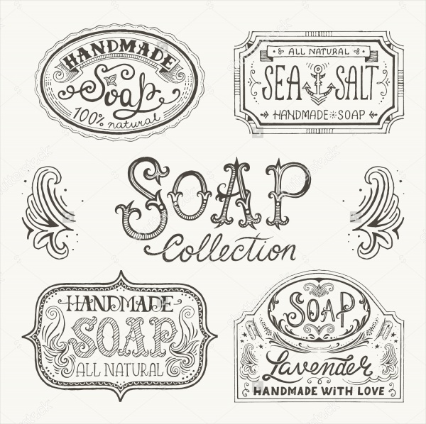 Hand Drawn Handmade Soap Labels Design
