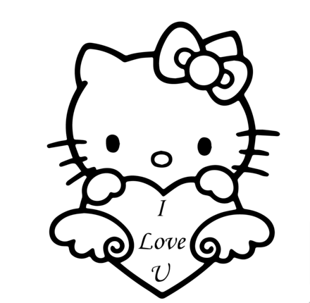 Hello Kitty Holding I Love You Heart Coloring Page