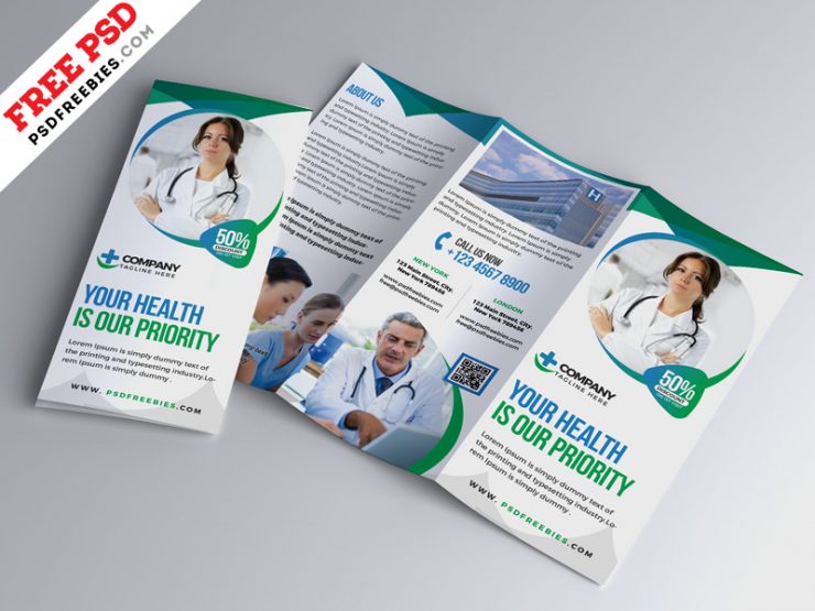 Hospital Medical Business Trifold Brochure PSD