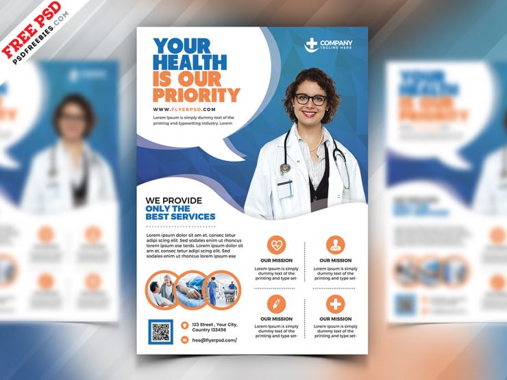 Hospital and Health Care Flyer PSD