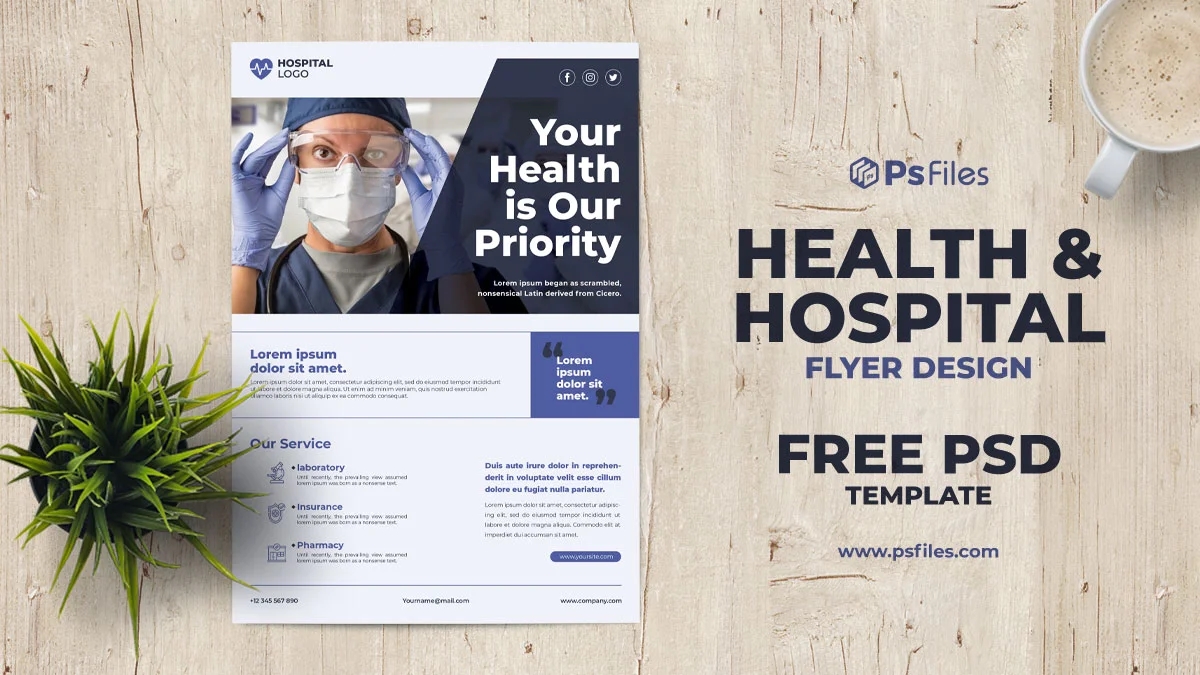 Infographic Professional Minimal Hospital Health Care Flyer Template