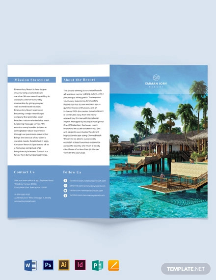 island resort bi fold brochure template