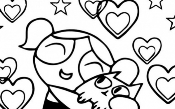 Kitten Love Coloring Page