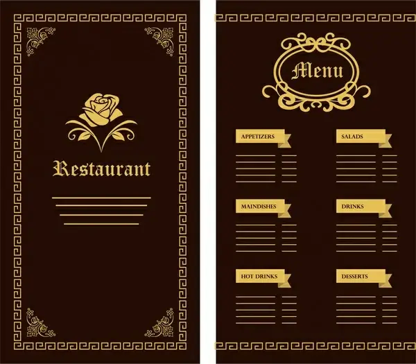 Menu card vectors images