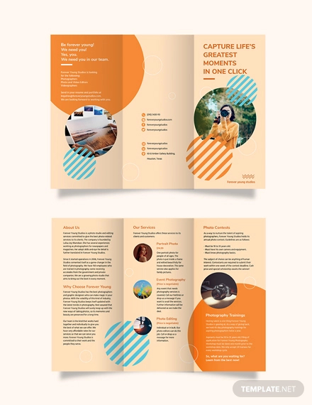 photography studio tri fold brochure template