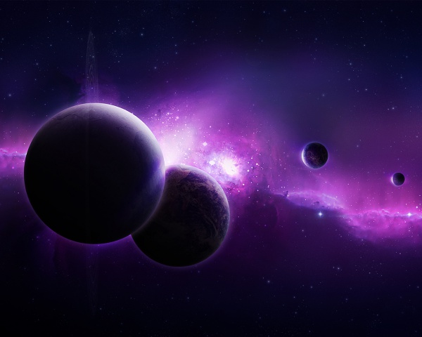 Purple Planets Space Wallpaper