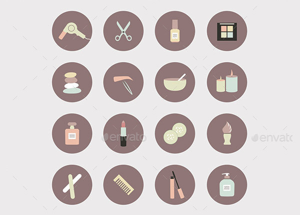 Rounded Beauty Icon Set