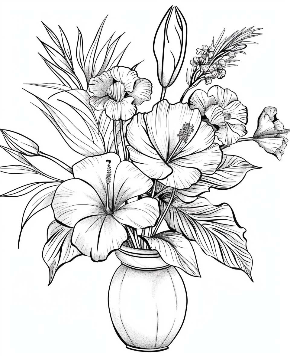 Tropical Flower Coloring Pages