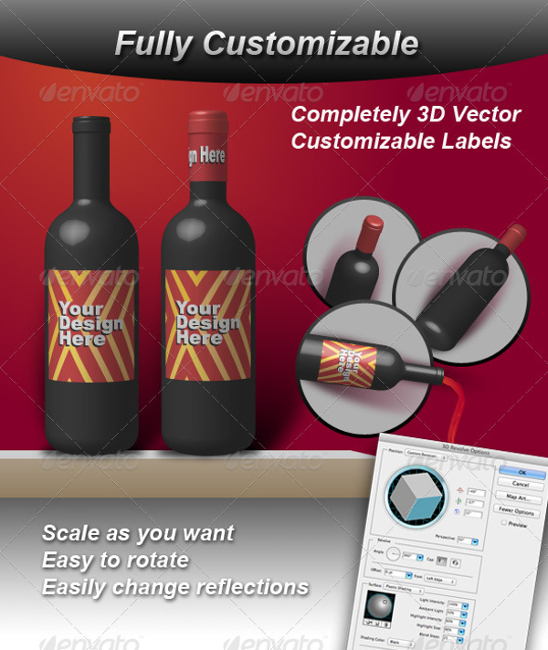 3D Vector Wine Bottle