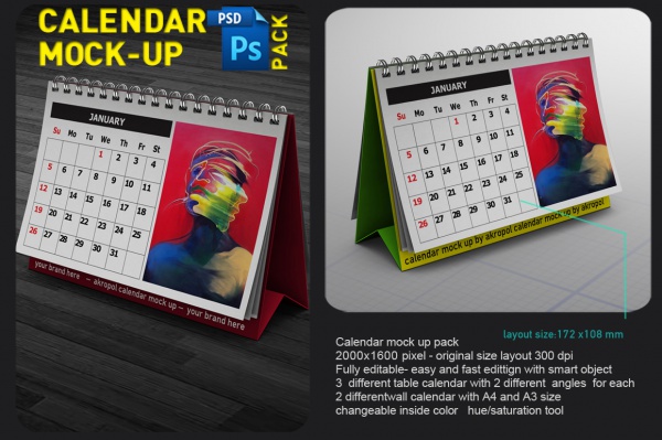 8 Calendar Mock Up Pack