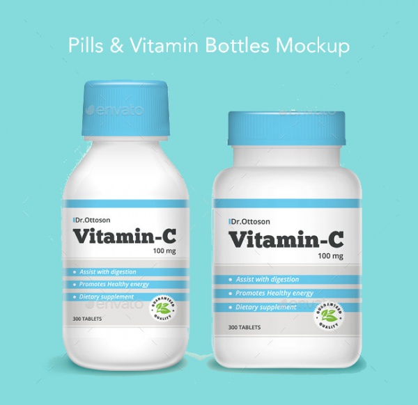 Awesome Pills and Vitamin Bottle Mockup
