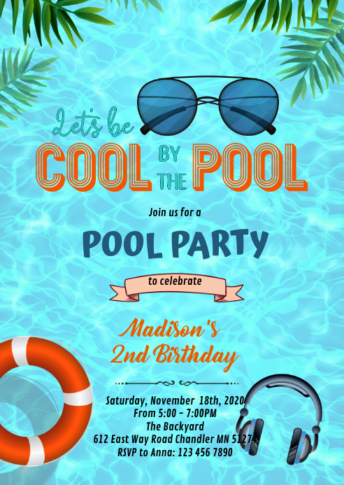 Be cool by the pool Party invitation