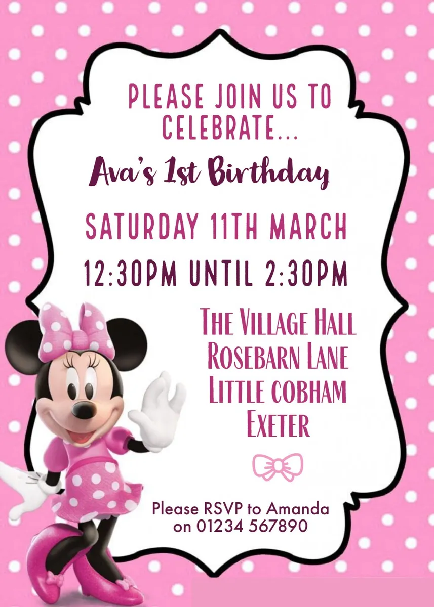 Best minnie mouse birthday invitation