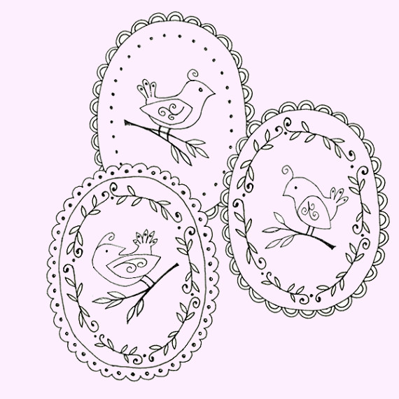 Bird Embroidery Pattern Set