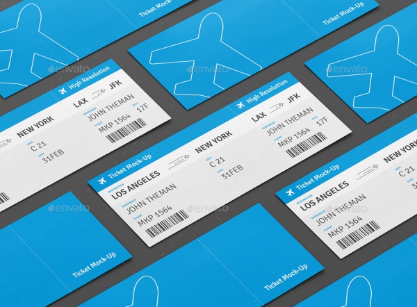 Boarding Ticket Flight Mockup