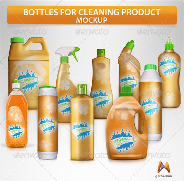 Bottles for Cleaning Products Mockup