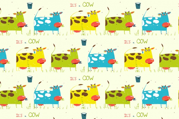 Brightly Colored Cow Milk Pattern