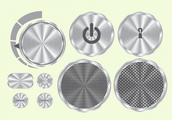 Brushed Aluminum Vector Buttons