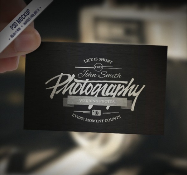 Business card mockup in retro style