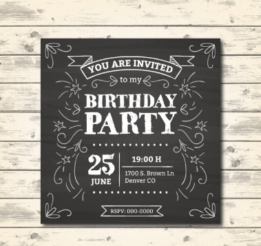 Chalkboard First Birthday Invitation