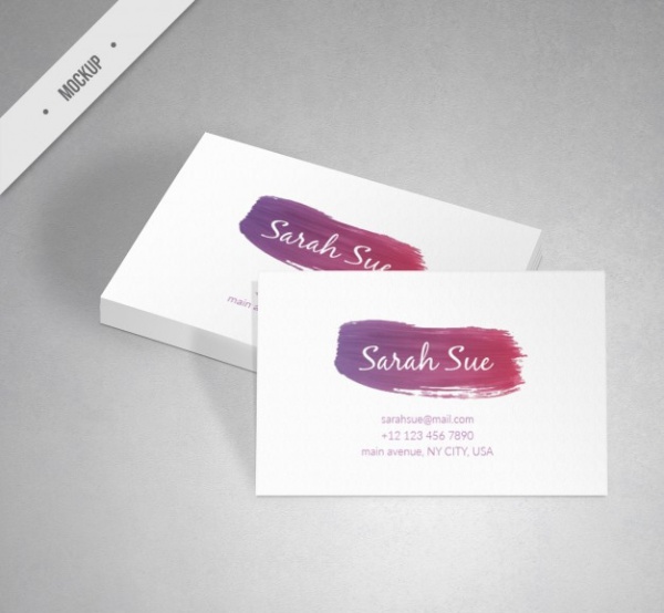 Corporative Card Mock-up With Watercolor Brush