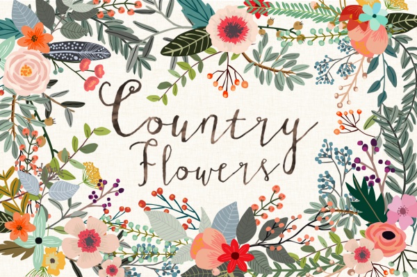 Country Flowers Vector