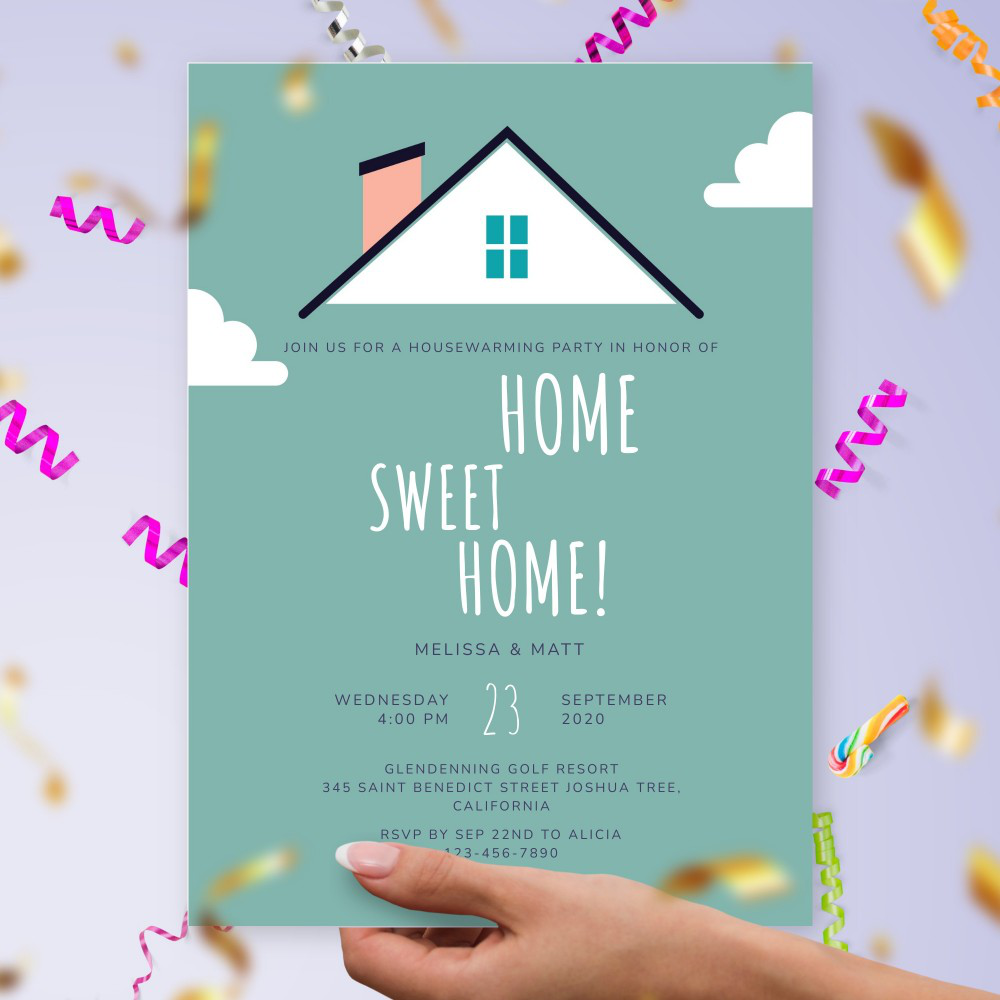 Cute Mint Housewarming Invitation