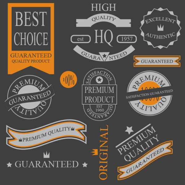 Different Guaranty Quality Labels Vector