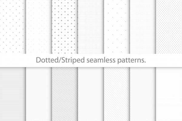 Dotted striped seamless patterns.