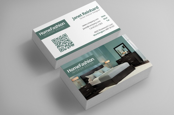 Double sided interior design business card