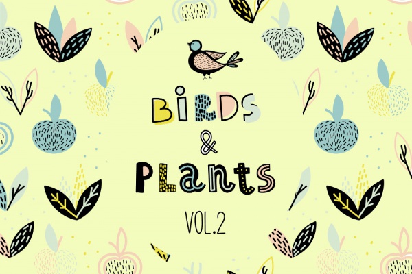 Editable Birds & Plants Patterns