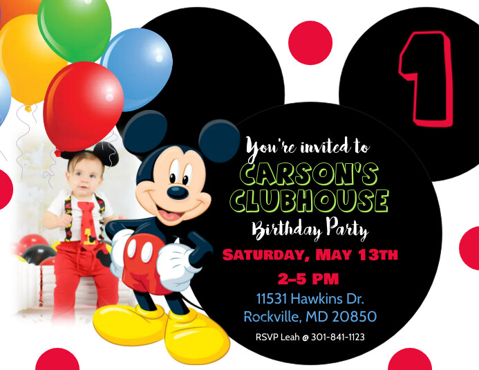 Editable Mickey Mouse Birthday Invitation