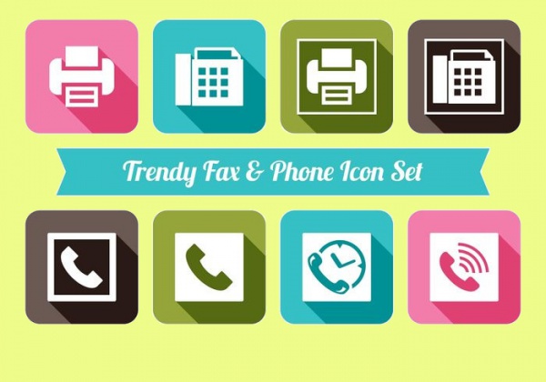 Fax and Phone Icon Set