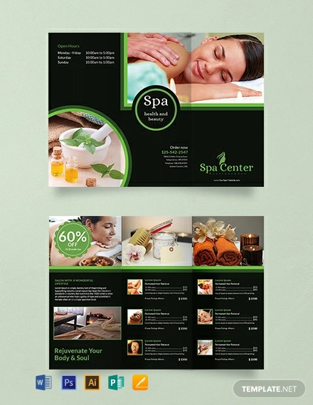 free spa trifold brochure template