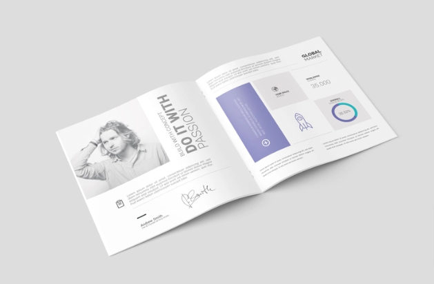 Free Square Brochure Mockup