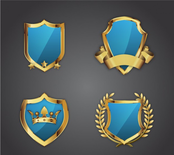 Golden Ornamental Shields Vector