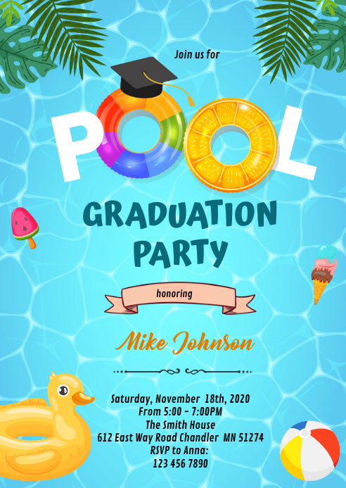 Graduation pool party invitation