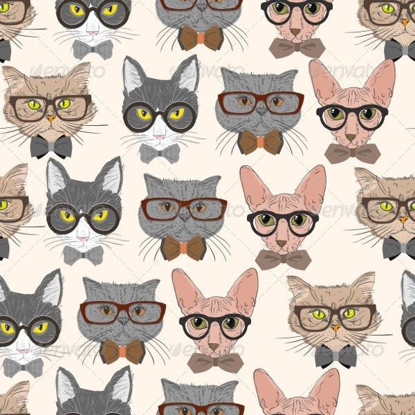 Graphic Hipster Cat Pattern