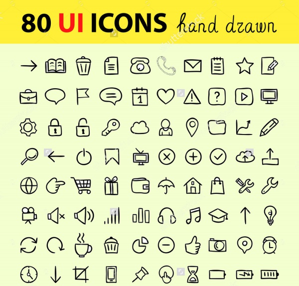 Hand drawn user interface icons