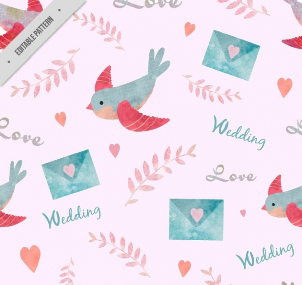 Hand painted birds and envelope pattern