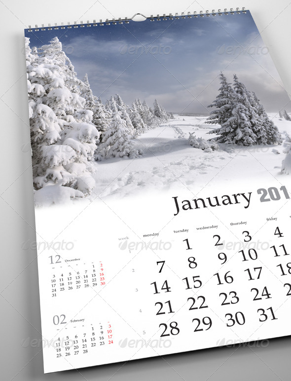 Horizontal Calendar PSD Mockup