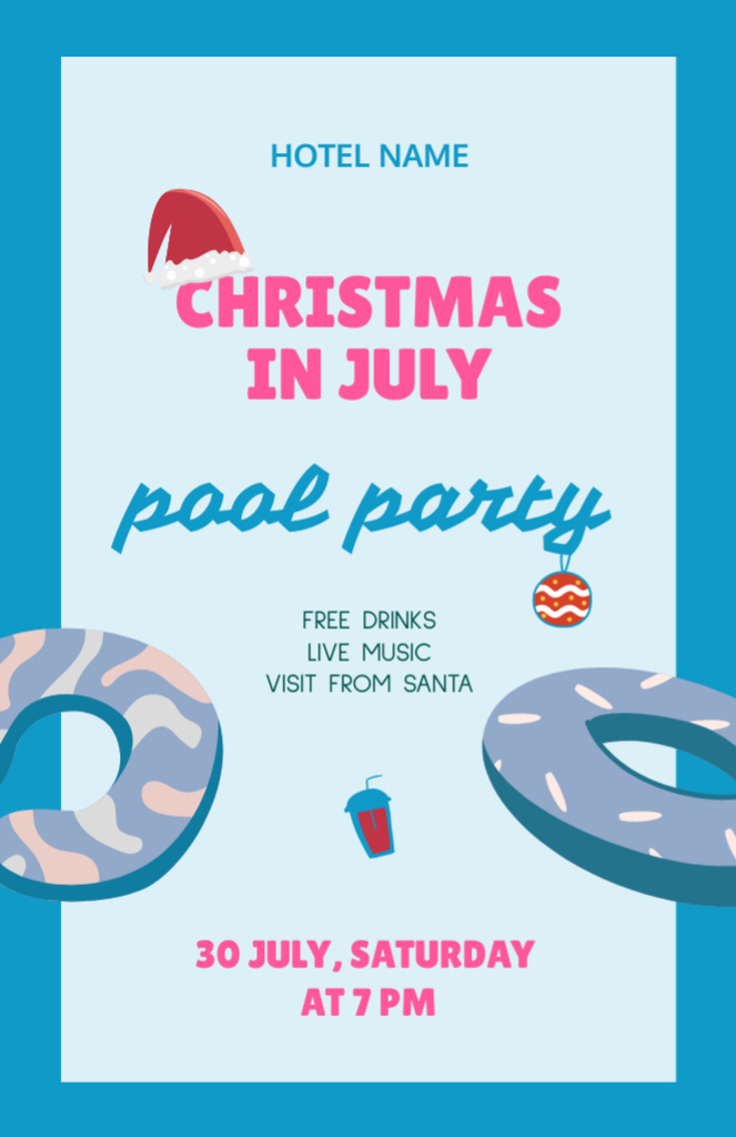 July Christmas Pool Party invitation