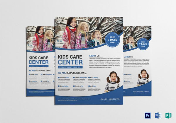 kids care center flyer template