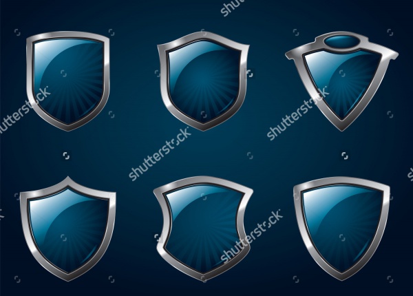 Metallic Mediavel Shields Vector