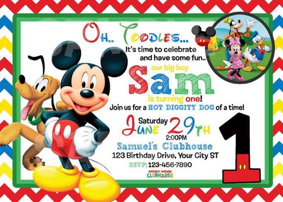 Mickey Mouse 1st Birthday Invitations