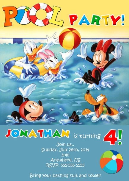 Mickey Mouse Pool Party Invitation